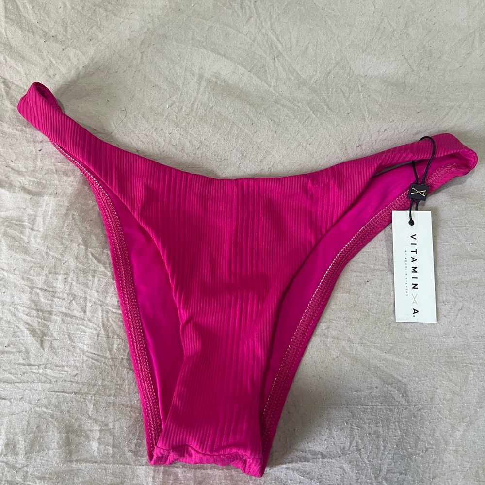 Vitamin A Swim | Fuchsia Ribbed Bikini Bottom